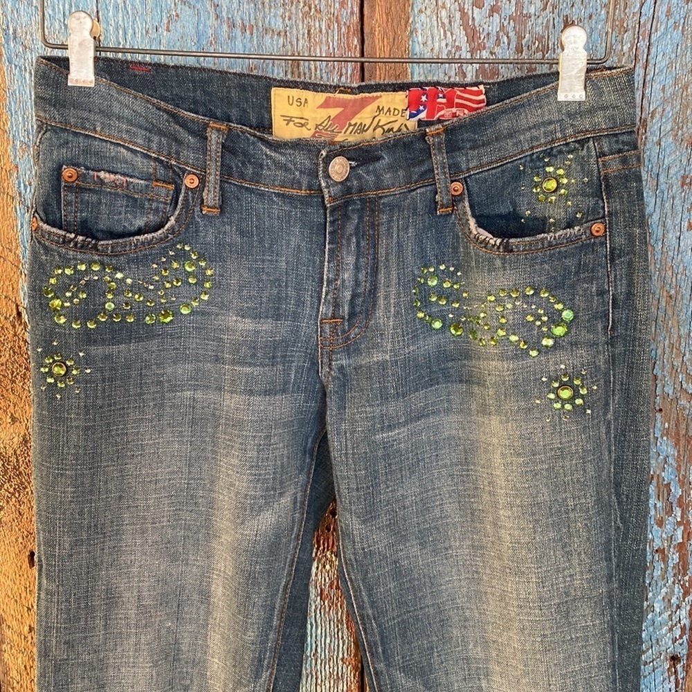 7 For All Mankind Straight Legged Embellished Jeans - Picture 2 of 8
